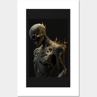 The Attractive Darkness: An Elegant Demon Skull with Golden cracks Posters and Art